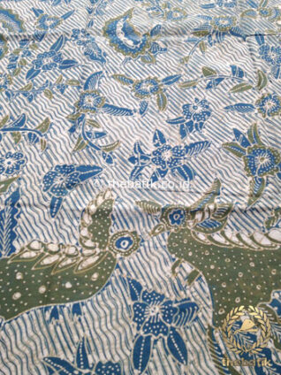 Kain Batik Tulis Warna Alam Burung Galaran Hijau Biru