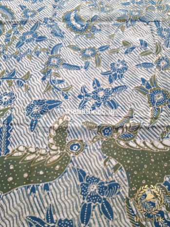 Kain Batik Tulis Warna Alam Burung Galaran Hijau Biru