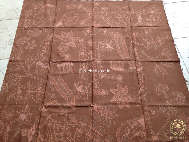 Kain Batik Tulis Warna Alam Motif Buketan Coklat