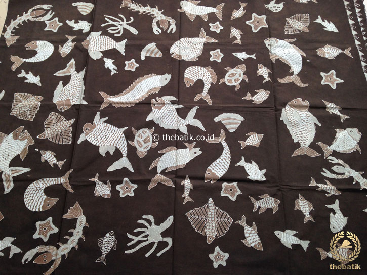 Kain Batik Tulis 2,5 m Warna Alam Ikan Udang Coklat Hitam