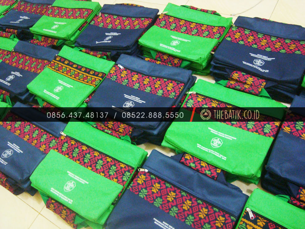 Souvenir Tas Map Seminar Dokumen Kanvas Batik