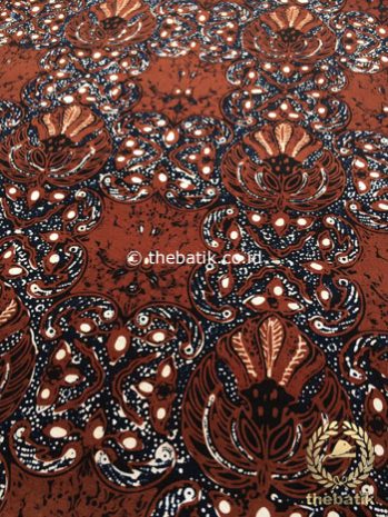 Bahan Kain Batik Kombinasi Tulis Gurdo Sogan Latar Hitam