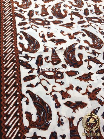 Bahan Kain Batik Tulis Kombinasi Motif Semen Kecil Latar Putih
