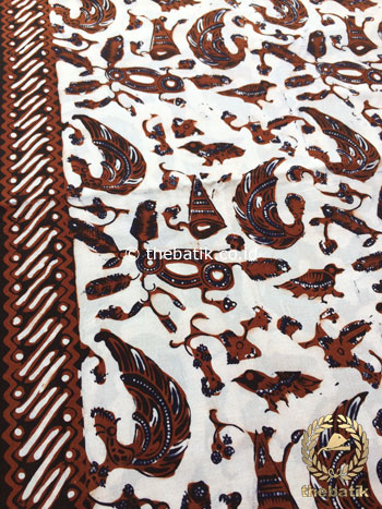 Bahan Kain Batik Tulis Kombinasi Motif Semen Kecil Latar Putih