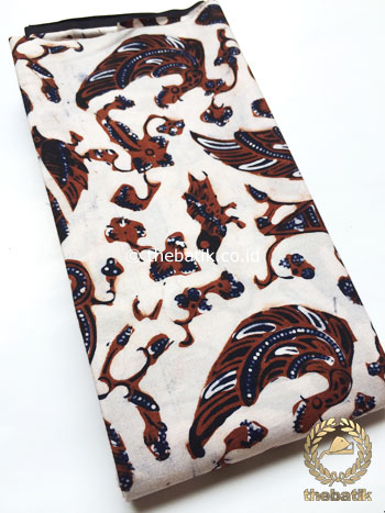 Bahan Kain Batik Tulis Kombinasi Motif Semen Kecil Latar Putih