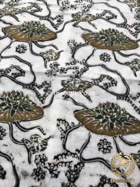 Bahan Kain Baju Batik Warna Alam Indigo Teratai Lotus Putih