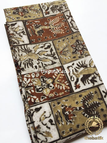 Bahan Kain Baju Batik Warna Alam Motif Ubinan Coklat