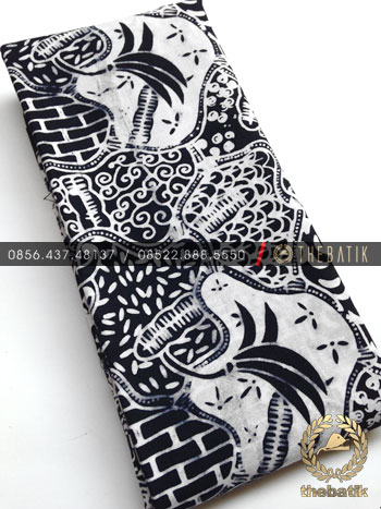 Kain Batik Bahan Baju Motif Sekarjagat Hitam Putih