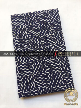 Kain Bahan Baju Batik 2 Meteran Motif Anyaman Biru Dongker