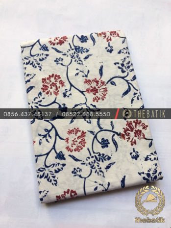 Kain Bahan Baju Batik 2 Meteran Warna Biru Latar Putih