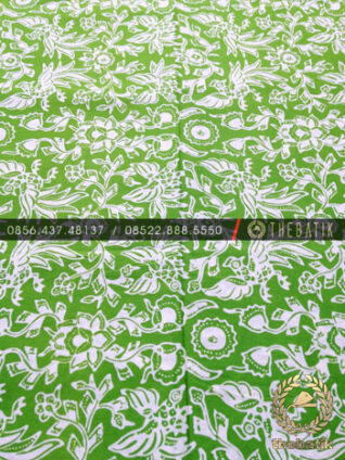 Kain Batik Bahan Baju 2 Meteran Motif Burung Ayam Hijau