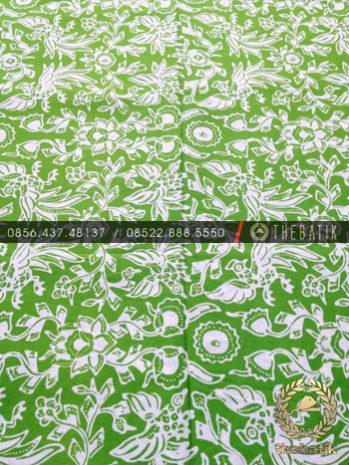 Kain Batik Bahan Baju 2 Meteran Motif Burung Ayam Hijau