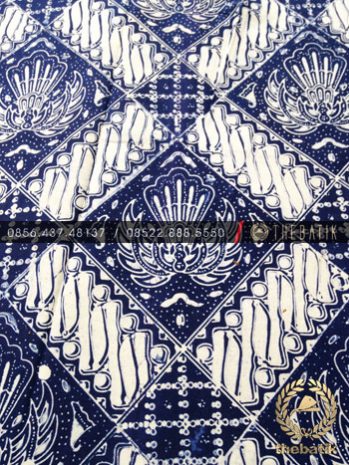 Kain Batik Bahan Baju 2 Meteran Ceplok Gurdo Biru Dongker
