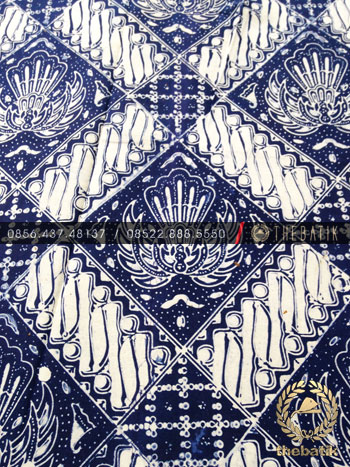 Kain Batik Bahan Baju 2 Meteran Ceplok Gurdo Biru Dongker