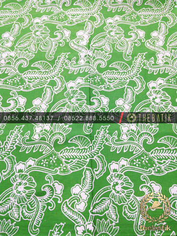 Kain Batik Bahan Baju 2 Meteran Motif Floral Kembang Hijau