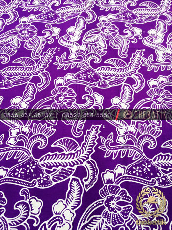 Kain Batik Bahan Baju 2 Meteran Motif Floral Kembang Ungu