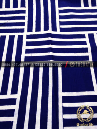 Kain Batik Bahan Baju 2 Meteran Motif Garis Anyaman Dongker
