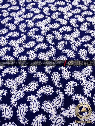 Kain Batik Bahan Baju 2 Meteran Paisley Keongan Biru Dongker