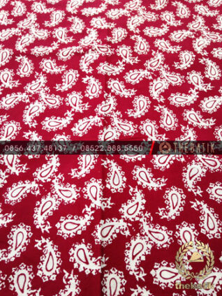 Kain Batik Bahan Baju 2 Meteran Paisley Keongan Merah Hati