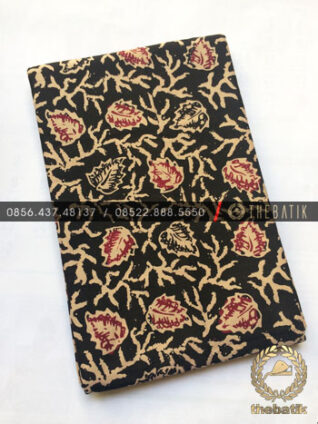 Kain Bahan Baju Batik 2 Meteran Sogan Hitam Dedaunan
