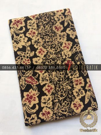 Kain Bahan Baju Batik 2 Meteran Sogan Hitam Floral