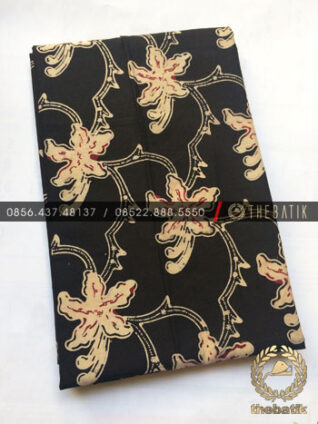 Kain Bahan Baju Batik 2 Meteran Sogan Hitam Kembang Kantil