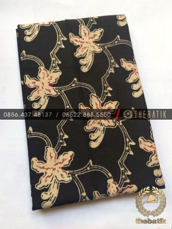 Kain Bahan Baju Batik 2 Meteran Sogan Hitam Kembang Kantil