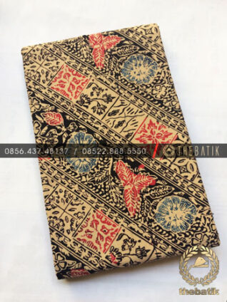 Kain Bahan Baju Batik 2 Meteran Sogan Hitam Lereng Kembang