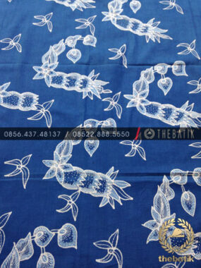 Kain Batik Tulis Warna Alam Bahan Baju Floral Indigo Biru