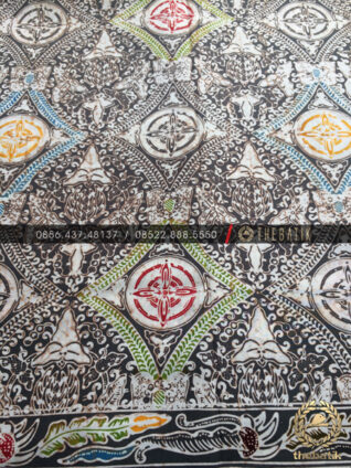 Grosir Kain Batik Primisima Coletan Ceplok Klasik Abu-Abu