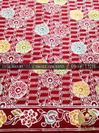 Grosir Kain Batik Primisima Coletan Bunga Floral Merah
