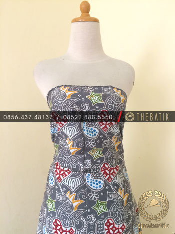 Jual Grosir Kain Batik Primisima Coletan Modern Abu Abu 