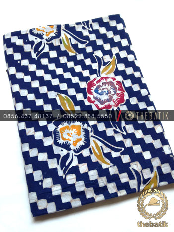 Grosir Kain Batik Seragam Coletan Biru Kembang Dadu