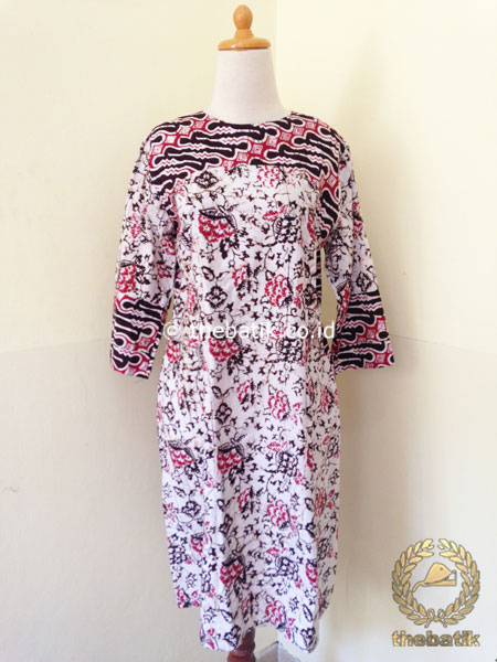 Jual Model Baju Batik Wanita Tunik Kombinasi Motif 