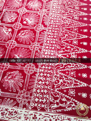 Kain Batik Bahan Baju Motif Ondel-Ondel Jakarta Maroon