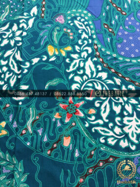 Batik Kontemporer Modern Kombinasi Tosca Biru