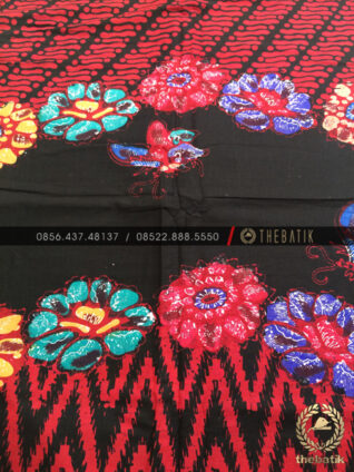 Batik Modern Motif Kombinasi Merah Hitam Kupu