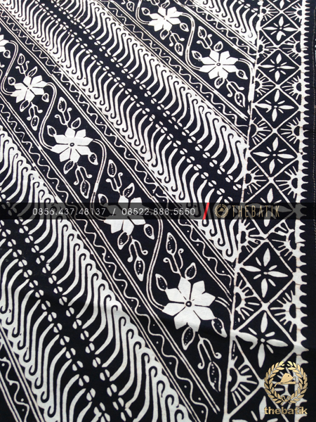 Jual Batik  Monokrom Motif  Parang  Tuding Floral Hitam Putih 