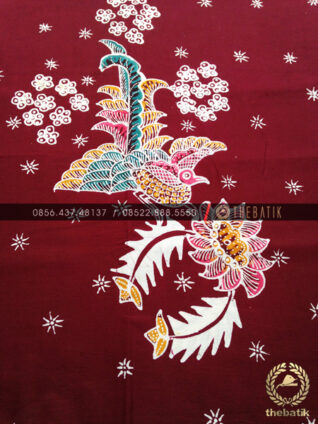 Batik Tulis Jogja Motif Kontemporer Buketan Burung Maroon