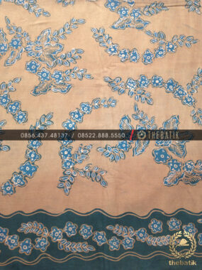 Batik Tulis Warna Alam Motif Kembangan Coklat Biru