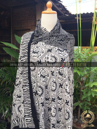 Kain Batik Paris – Bahan Baju Motif Heksagonal Hitam Putih