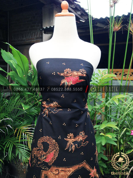 Bahan Baju Batik – Kain Batik Tulis Motif Wayang Werkodara Latar Hitam