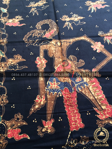 Bahan Baju Batik – Kain Batik Tulis Motif Wayang Werkodara Latar Hitam