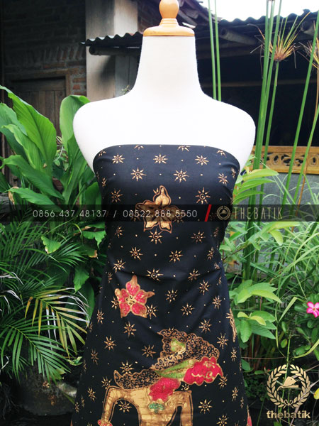 Bahan Baju Batik – Kain Batik Tulis Motif Wayang Bratasena Latar Hitam