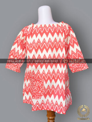 Model Baju Batik Modern Anak Perempuan Zigzag Pink