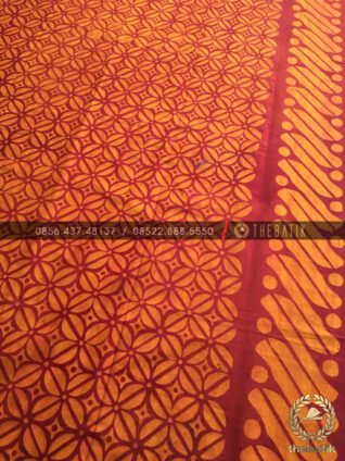 Kain Batik Bahan Baju Motif Kawung Orange