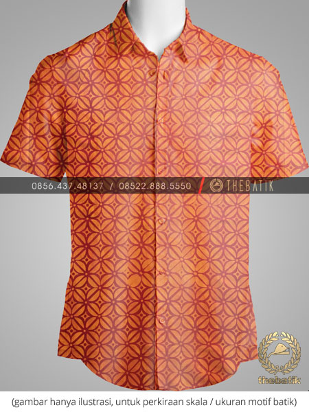 Kain Batik Bahan Baju Motif Kawung Orange