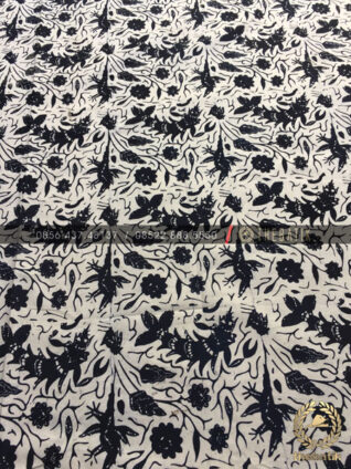 Kain Bahan Baju Batik Motif Udang Hitam Putih