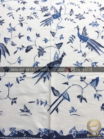 Kain Batik Tulis Buketan Burung Latar Putih