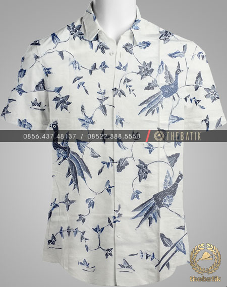 Kain Batik Tulis Buketan Burung Latar Putih
